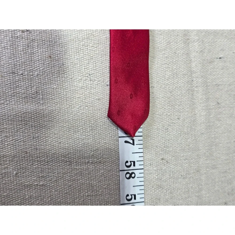Wembley Mens Red Polka Dot Jacquard Satin Necktie Classic Formal Silk Blend Tie